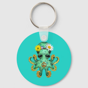 Porte-clés Cute Green Baby Octopus Hippie