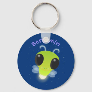 Porte-clés Cute green glow bug firefly cartoon illustration