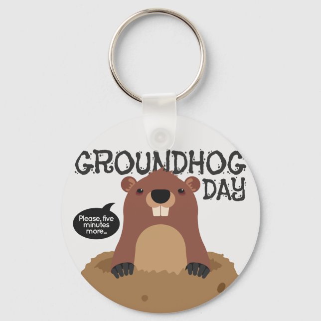 Porte-clés Cute groundhog day cartoon illustration (Recto)