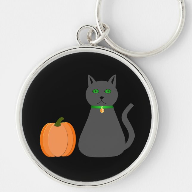 Porte-clés Cute Halloween Chat et Citrouille (Devant)