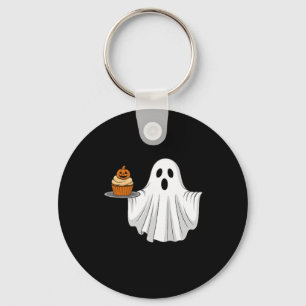 Porte-clés Cute Halloween Ghost Holding Citrouille Cupcake Po