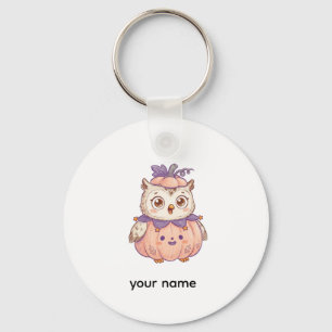 Porte-clés Cute Halloween Pumpkin Owl Personnalisé