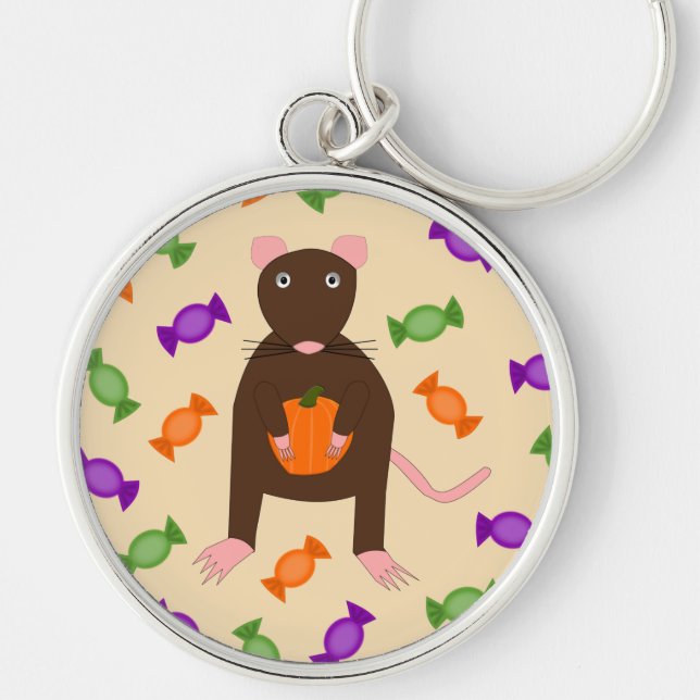 Porte-clés Cute Halloween Rat et Citrouille (Devant)