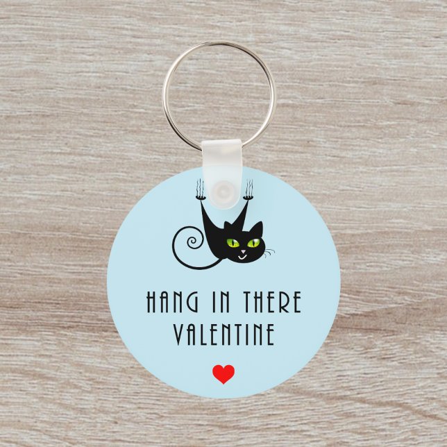Porte-clés Cute Hang in There Valentine Hanging Chat noir (Créateur téléchargé)
