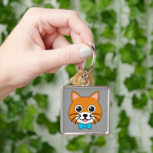 Porte-clés Cute Happy Ginger Cat avec Papillon