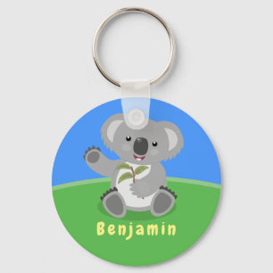 Porte-clés Cute happy koala waving cartoon illustration