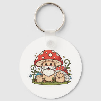 Porte-clés Cute Happy Mushroom Famille Porte - clé imprimé