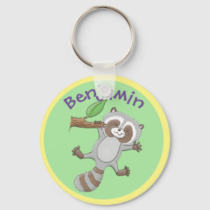 Porte-clés Cute happy raccoon baby cartoon illustration