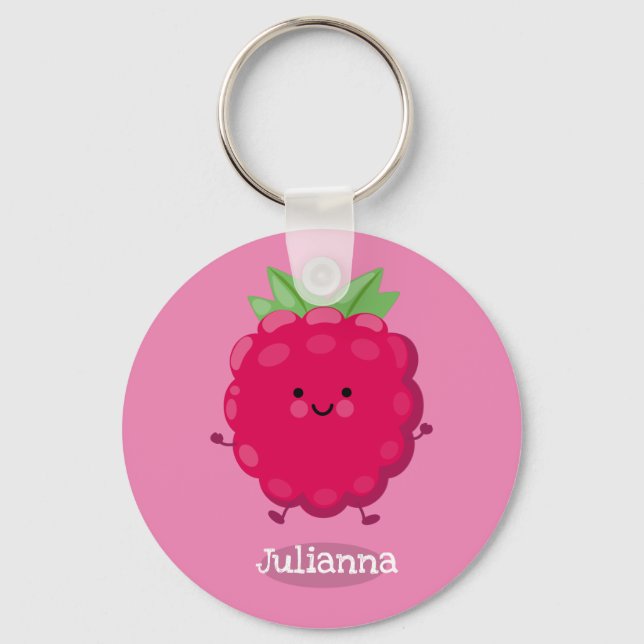Porte-clés Cute happy raspberry cartoon illustration (Recto)