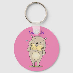 Porte-clés Cute happy smiling hamster with peanut cartoon