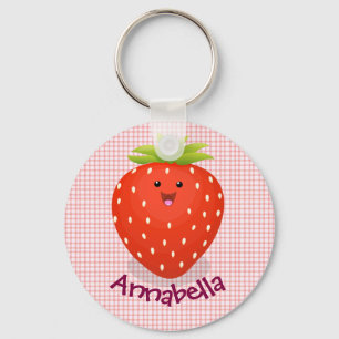 Porte-clés Cute happy strawberry cartoon illustration