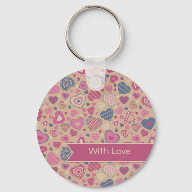 Porte-clés Cute Hearts motif - Rose beige (Recto)