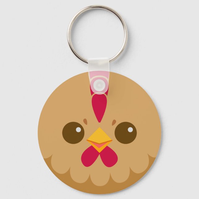 Porte-clés Cute Hen / Visage de poulet (Recto)