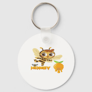 Porte-clés Cute Honey Bee with Dripping Honey Typography Desi