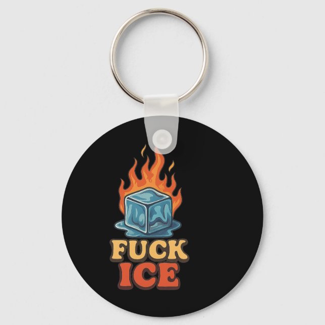 Porte-clés Cute Ice Cube Sur Le Feu Manifestation De Glace Dé (Recto)
