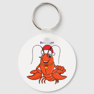 Porte-clés Cute joyeux homard portant le dessin du casquette