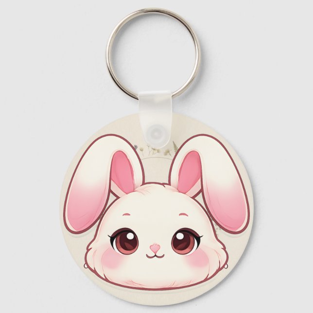 Porte-clés Cute Kawaii Bunny Face Keychain (Recto)