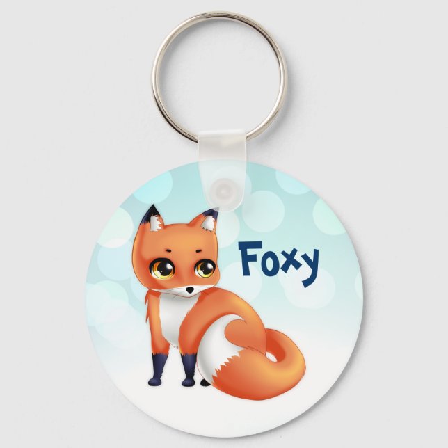 Porte-clés Cute Kawaii cartoon fox (Recto)
