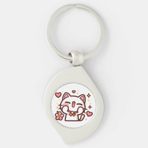 Porte-clés Cute Kawaii Chat Blanc