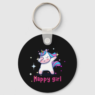 Porte-clés Cute Kawaii Colorful Rainbow Unicorn Happy Girl