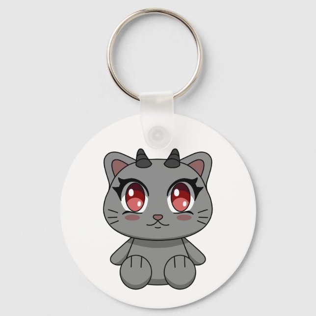 Porte-clés Cute Kawaii Demon Chat (Recto)