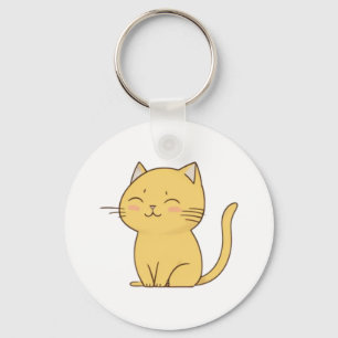 Porte-clés Cute Kawaii dessin de chat jaune
