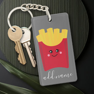 Porte-clés Cute Kawaii Fries françaises avec nom personnalisé