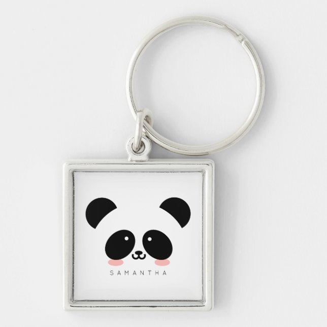 Porte-clés Cute Kawaii Panda | Add Your Name (Devant)