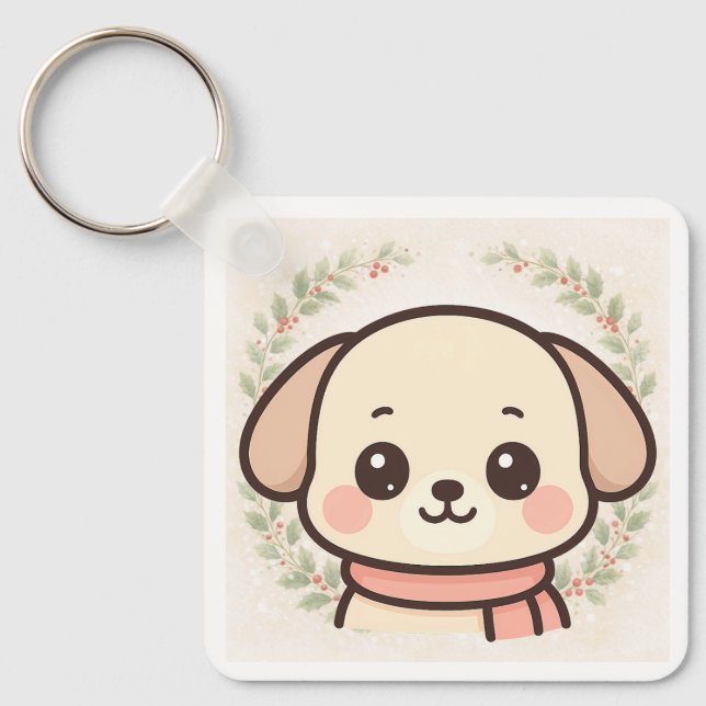 Porte-clés Cute Kawaii Puppy Face Keychain (Recto)