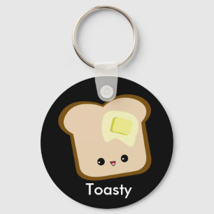Porte-clés Cute kawaii toasty toast and butter keychain