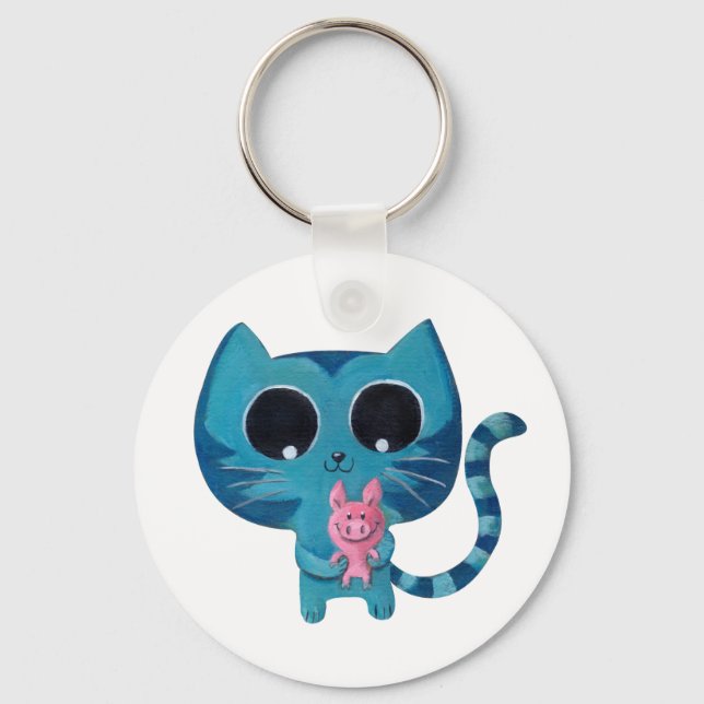 Porte-clés Cute Kitty Chat et Cochon (Recto)