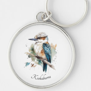 Porte-clés Cute Kookaburra sur une branche peinte en aquarell