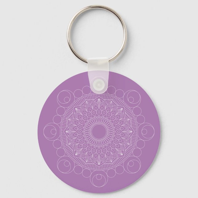 Porte-clés Cute Lavender Purple Mandala v2 Keychain (Recto)