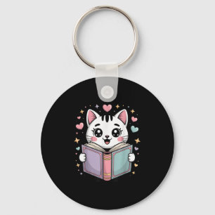 Porte-clés Cute Lecture Chat Livre Lover Professeur Bibliothé