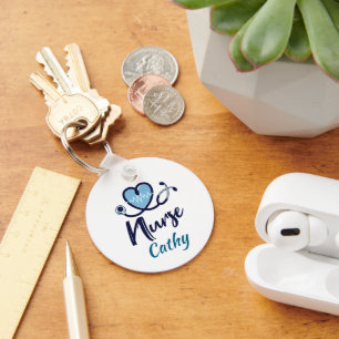 Porte-clés Cute Life Line Infirmière Blue Heart Personnalise