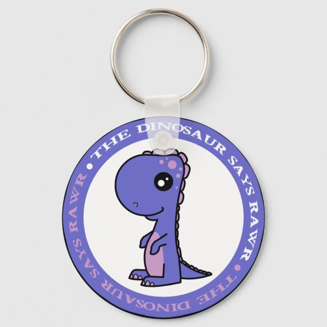 Porte-clés Cute Little Blue et Dinosaure pourpre (Recto)