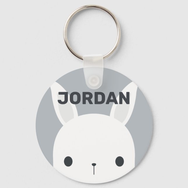 Porte-clés Cute Little Bunny Rabbit with Personalized Name (Recto)