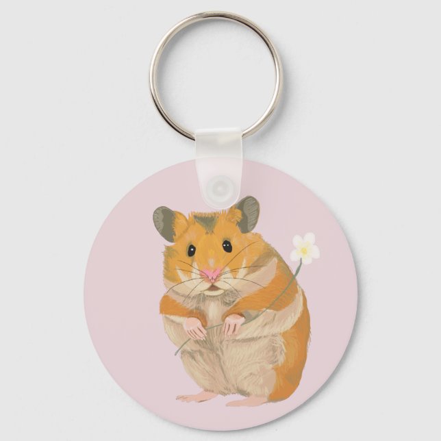 Porte-clés Cute little Hamster holding a flower (Recto)