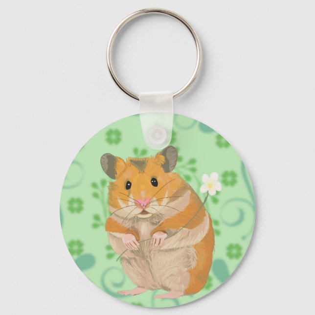 Porte-clés Cute little Hamster holding a flower  (Recto)
