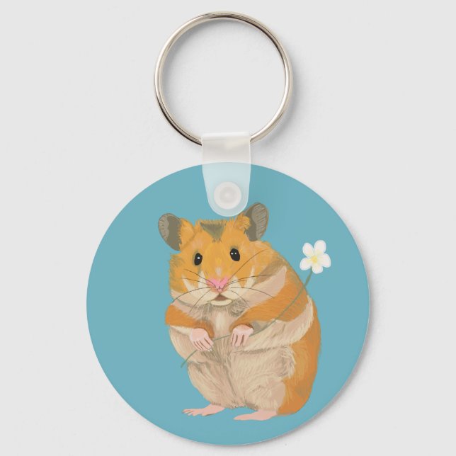 Porte-clés Cute little Hamster holding a flower  (Recto)