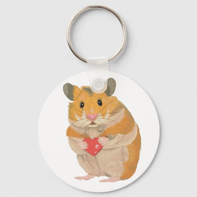 Porte-clés Cute little Hamster holding a red heart (Recto)