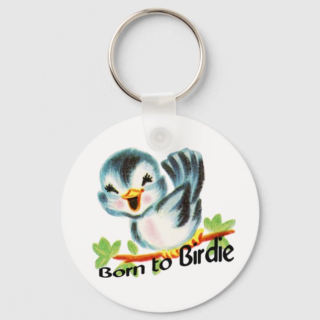 Porte-clés Cute Little Retro Bird Born to Birdie Golfers Gift (Recto)