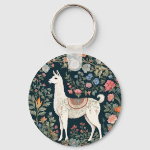 Porte-clés Cute Llama Élégant Floral