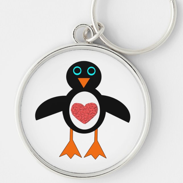 Porte-clés Cute Love Coeur Penguin Porte - clé (Devant)
