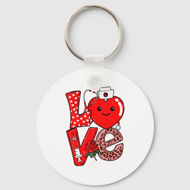 Porte-clés Cute Love Heart Stethoscope Phlebotomist Life Vale (Recto)
