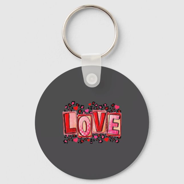 Porte-clés Cute Love Lettering Leopard Day Pink Valentine s (Recto)