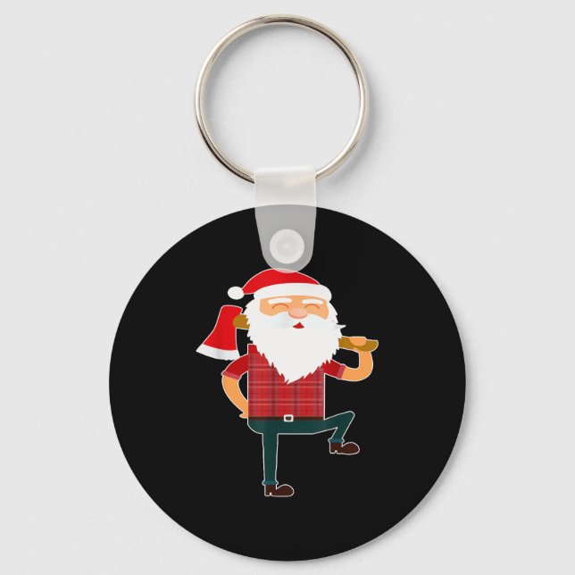 Porte-clés Cute Lumberjack Santa Funny Ugly Christmas Axe Hat (Recto)