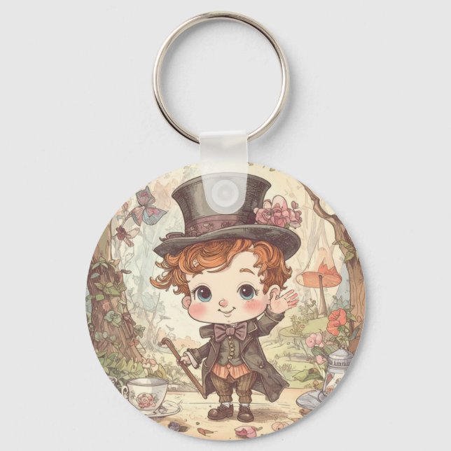 Porte-clés Cute Mad Hatter Whimsical Wonderland Woodland Art (Recto)