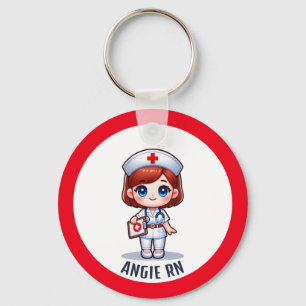 Porte-clés Cute Manga Nurse Redhead Caricature personnalisée