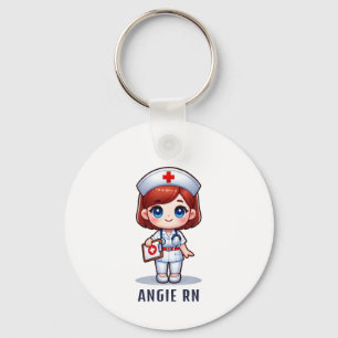Porte-clés Cute Manga Redhead Nurse Caricature Personnalisée